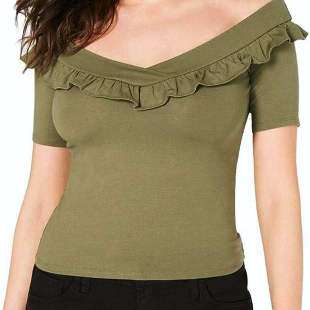 NWT Guess Kae short sleeve ruffled top sz Jr XL (11 / 13 )